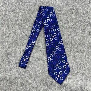 Duchamp London Tie Mens Blue Purple Silk Circle Pattern Made in England Necktie